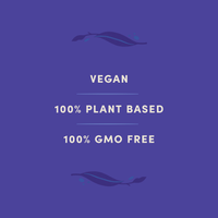 Vegan, 100% plant based, 100% GMO free
